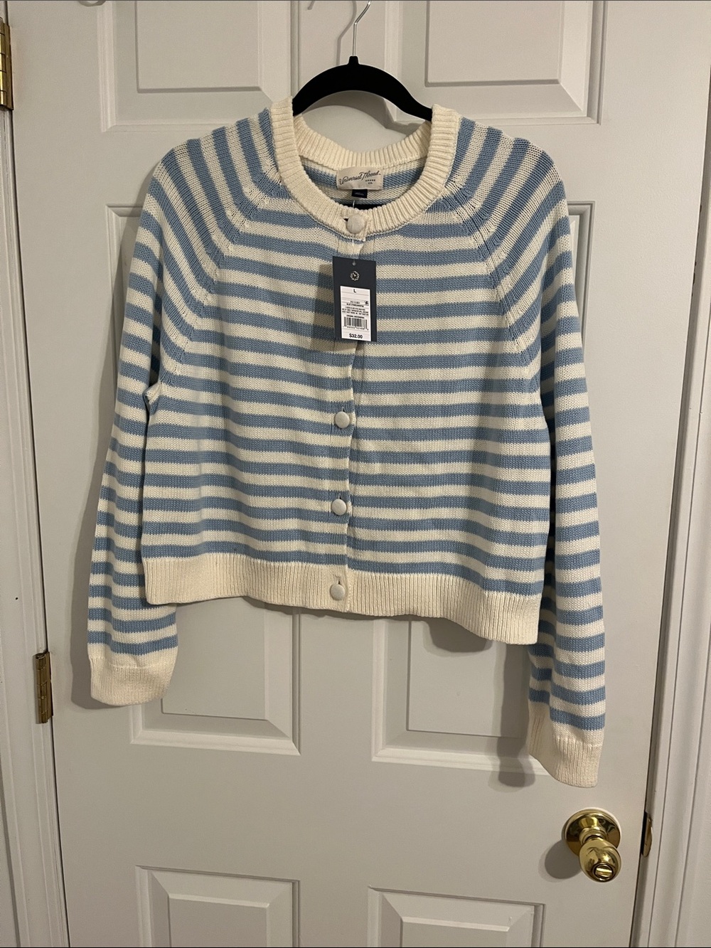 Universal Thread Blue and Cream Striped Button-Front Cardigan